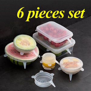 6pcs/set Food Fresh Keeping Silicone Lids