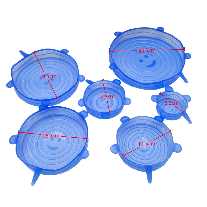 6pcs/set Food Fresh Keeping Silicone Lids